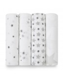 Tetradoek swaddle Aden en Anais twinkle grey 4-pack