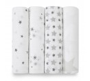 Tetradoek swaddle Aden en Anais twinkle grey 4-pack