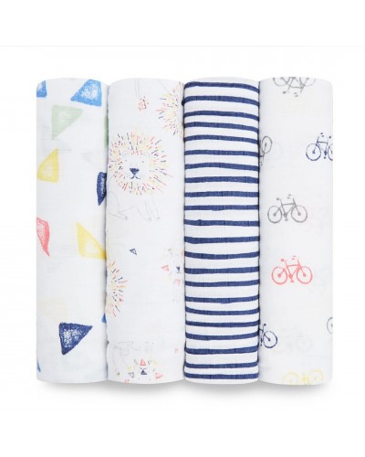 Aden en Anais tetradoek swaddle leader of the pack 4-pack - OUT