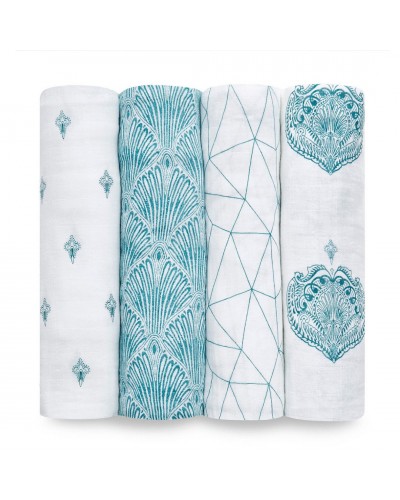 Aden Anais swaddles paisley teal 4-pack - LAATSTE