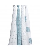 Aden Anais swaddles paisley teal 4-pack - LAATSTE