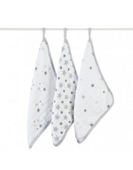 Aden en Anais washandjes set 3 Twinkle Grey - LAATSTE