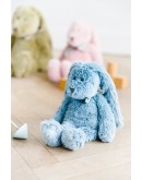 Dimpel knuffel konijn Flo blauw met strik