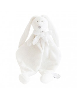 Dimpel konijn knuffeldoek Flore wit met witte strik