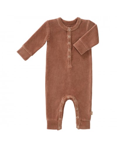 Fresk pyjama baby velours tawny brown zonder voet