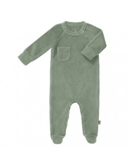 Fresk pyjama baby velours forest green met voet