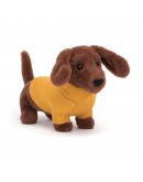 Jellycat knuffel hond teckel Sweater Sausage Dog Yellow