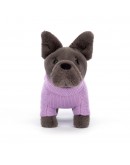 Jellycat knuffel hond Franse Bulldog paarse trui