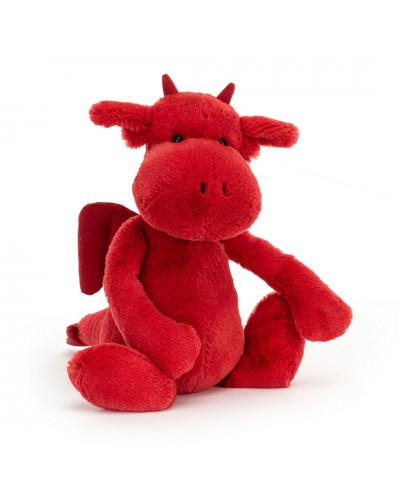 Jellycat knuffel rode draak duivel medium Bashfuls