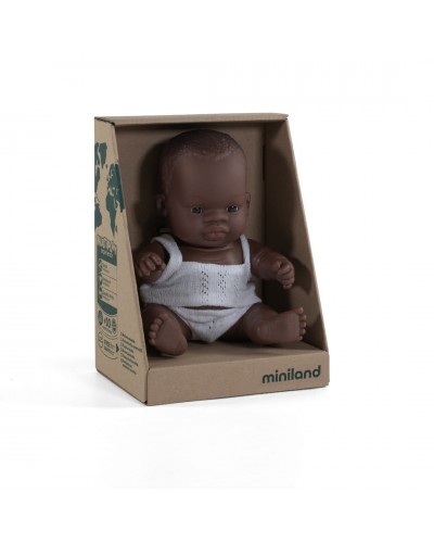 Miniland baby pop multiculturele Afrikaanse jongen 21cm