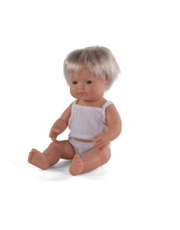 Miniland baby pop multicultureel blonde jongen 38cm