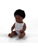 Miniland baby pop multicultureel Afro-Amerikaanse jongen 38cm