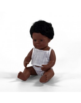 Miniland baby pop multicultureel Afro-Amerikaanse jongen 38cm