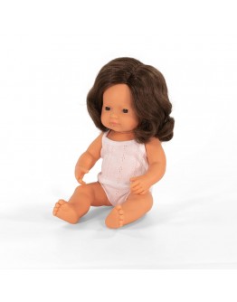 Miniland baby pop multicultureel Europees bruinharig meisje 38cm