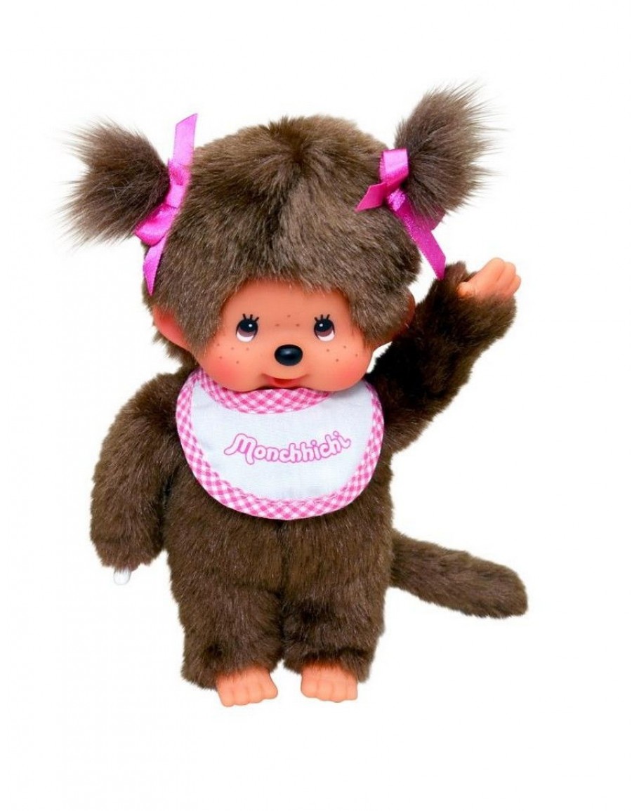 steek paniek chocola Monchhichi aapje meisje slab roze 20cm - Grote Schatten