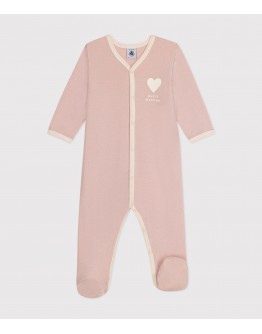 Petit Bateau roze baby pyjama katoen met voet 