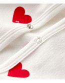 Petit Bateau pyjama wit met rode hartjes katoen met voet 