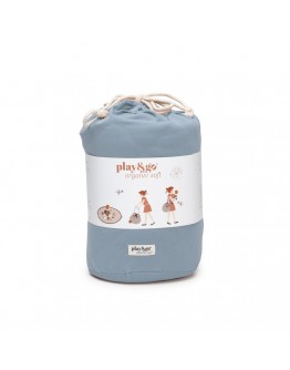 Play and go soft opbergzak organic Dusty blue - 3 in 1 speelmat en luiertas