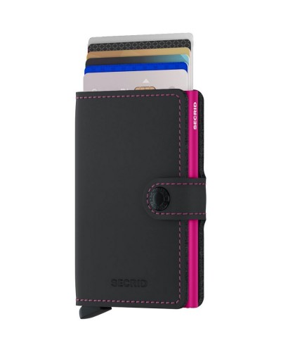 Secrid mini wallet Matte Black-Fuchsia