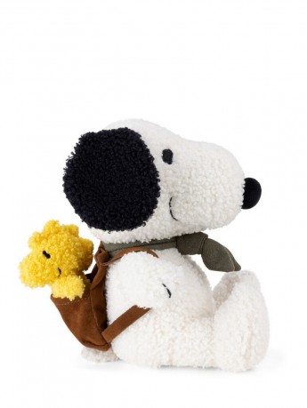 Snoopy knuffel hond met Woodstock in rugzak - 20cm