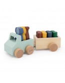 Trixie houten dieren auto met aanhangwagen